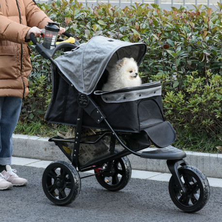 PawHut Dog Pram Dog Stroller Pet Stroller, 3 Wheels Dog Pushchair with Brake, for Small Miniature Dogs, Cats, Red