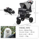 PawHut Dog Pram Dog Stroller Pet Stroller, 3 Wheels Dog Pushchair with Brake, for Small Miniature Dogs, Cats, Red