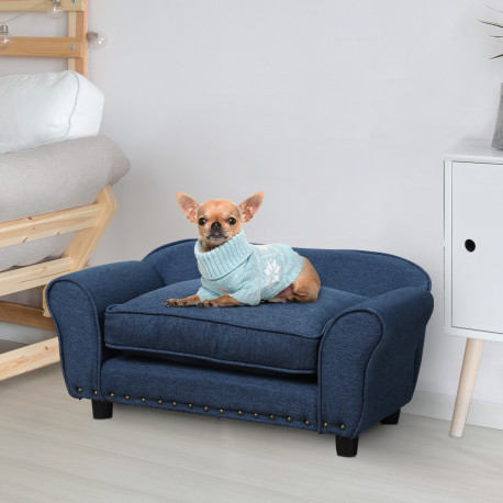 PawHut Dog Sofa for XS and S Size Dogs, Pet Chair Couch with Thick Sponge Padded Cushion, Kitten Lounge Bed with Washable Cover,