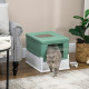PawHut Hooded Cat Litter Box, Portable Pet Toilet, with Scoop, Front Entry - Green