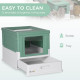 PawHut Hooded Cat Litter Box, Portable Pet Toilet, with Scoop, Front Entry - Green