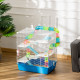 PawHut 5 Tier Hamster Cage, Gerbil Cage with Tube, Water Bottle, Exercise Wheel, Food Dish, 59L x 36W x 69H cm - Blue