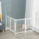 PawHut Wooden Dog Gate, Dog Fence Indoor, 80 cm Tall Freestanding Pet Gate for Small and Medium Dogs with 4 Panels, 2 Support Fe