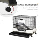 PawHut 2 Tier Rolling Small Animal Rabbit Cage Chinchillas Hutch Pet Play House with Platform Ramp Removable Tray 80 x 52.7 x 66