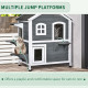 PawHut 2-story Cat House Outdoor, Weatherproof Wooden Cat Enclosure for Feral Cats with Escape Door, Openable Roof, Jumping Plat