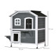 PawHut 2-story Cat House Outdoor, Weatherproof Wooden Cat Enclosure for Feral Cats with Escape Door, Openable Roof, Jumping Plat