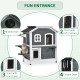 PawHut 2-story Cat House Outdoor, Weatherproof Wooden Cat Enclosure for Feral Cats with Escape Door, Openable Roof, Jumping Plat