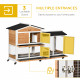 PawHut Rabbit Hutch Outdoor with Run Guinea Pig Hutch 2-Tier Bunny Cage w/ Wheels No-Leak Plastic Tray 157.4 x 53 x 99.5 cm - Ye