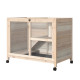 PawHut Rabbit Hutch Indoor Wooden Guinea Pig House Hamster Cage with Wheels, 2 Layers Bunny Cage with Openable Roof, 91.5 x 53.3