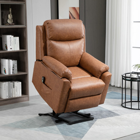 Faux Leather 70° Electric Riser Recliner Chair - Brown