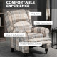 Wingback Recliner Armchair for Living Room, Pushback Reclining Chair with Round Armrests, Footrest and Rubber Wood Legs, Khaki