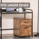 Rolling File Cabinet with 2 Drawers, Mobile Filing Cabinet with Hanging File Folder for Letter Sized Documents, Rustic Brown
