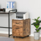 Rolling File Cabinet with 2 Drawers, Mobile Filing Cabinet with Hanging File Folder for Letter Sized Documents, Rustic Brown