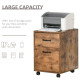 Rolling File Cabinet with 2 Drawers, Mobile Filing Cabinet with Hanging File Folder for Letter Sized Documents, Rustic Brown
