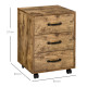 3 Drawer File Cabinet, Mobile Filing Cabinet on Wheels for Home Office, Study, Rustic Brown