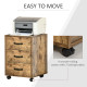 3 Drawer File Cabinet, Mobile Filing Cabinet on Wheels for Home Office, Study, Rustic Brown