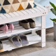 Shoe Bench, 3-Tier Wooden Shoe Rack with Hidden Storage Compartment, Slatted Shelves, Home Storage Unit, Hallway Furniture, Whit