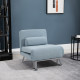 Linen Single Chair Bed, 3-in-1 Convertible Sleeper Chair with Adjustable Backrest, Pillow, for Living Room, Bedroom, Sky Blue