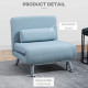 Linen Single Chair Bed, 3-in-1 Convertible Sleeper Chair with Adjustable Backrest, Pillow, for Living Room, Bedroom, Sky Blue