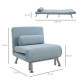 Linen Single Chair Bed, 3-in-1 Convertible Sleeper Chair with Adjustable Backrest, Pillow, for Living Room, Bedroom, Sky Blue