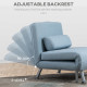 Linen Single Chair Bed, 3-in-1 Convertible Sleeper Chair with Adjustable Backrest, Pillow, for Living Room, Bedroom, Sky Blue