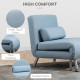Linen Single Chair Bed, 3-in-1 Convertible Sleeper Chair with Adjustable Backrest, Pillow, for Living Room, Bedroom, Sky Blue