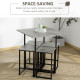 5pc Bar Table Set, Square Dining Table Set for 4 People, Home Kitchen Breakfast Bar Set with Steel Frame and Footrest, Concrete 