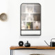Modern Square Wall Mirror with Storage Shelf, 86 x 53 Mirrors for Living Room, Bedroom, Black