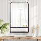 Modern Square Wall Mirror with Storage Shelf, 86 x 53 Mirrors for Living Room, Bedroom, Black