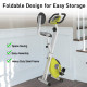 Exercise Bike Fitness Bicycle Indoor trainer Foldable 8-level Magnetic Resistance Adjustable w/LCD Monitor Pulse Sensor, Yellow