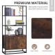 Industrial Bookshelf, Storage Shelf, Large Bookcase with 3 Open Shelves, Multifunctional Rack for Living Room, Office, Rustic Br
