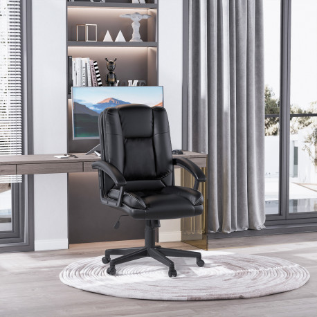 Office Chair, Computer Desk Chair, Mid Back Executive Chair with Adjustable Height and Swivel Rolling Wheels for Home Study, Bla