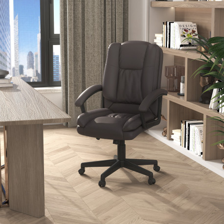 Office Chair, Computer Desk Chair, Mid Back Executive Chair with Adjustable Height and Swivel Rolling Wheels for Home Study, Bro