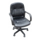 Swivel Executive Office Chair, PU Leather Computer Desk Chair with Adjustable Height, Wheels, Black