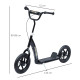 Kids Scooter Kick Scooter with 12&quot; EVA Tyres, Rear Brake, Big Wheels Scooter for 5-12 Years Old, Black