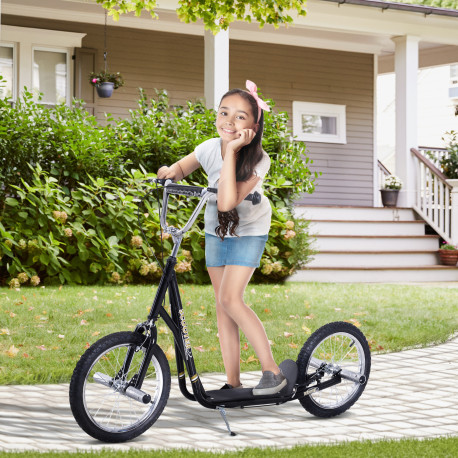 Stunt Scooter, Kids Scooter with Big Wheels, Adjustable Height, Dual Brakes, for Ages 5 Years+, Black