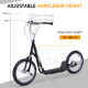Stunt Scooter, Kids Scooter with Big Wheels, Adjustable Height, Dual Brakes, for Ages 5 Years+, Black