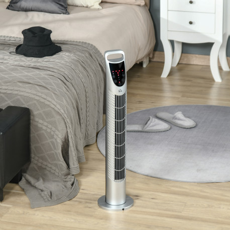 31" Oscillating Tower Fan with Remote Control, 7.5H Timer, 3 Speed 3 Modes, Electric Floor Standing Cooling Fan for Home Bedroom