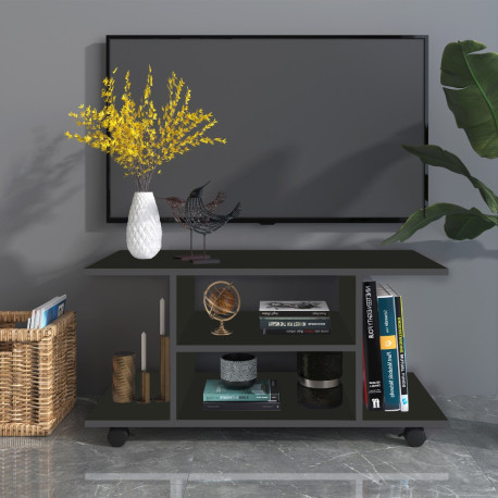 Modern TV Cabinet Stand Storage Shelves Table Mobile Bedroom Furniture Bookshelf Bookcase Black