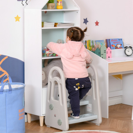 Kids Toddler Step Stool Ladder Kitchen Helper for Toilet Potty Training Bathroom Sink Bedroom Blue and Grey
