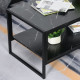 Coffee Table, Two-Tier Marble Centre Table with Metal Frame and Storage Shelf for Living Room, 106 x 50 x 45cm, Black