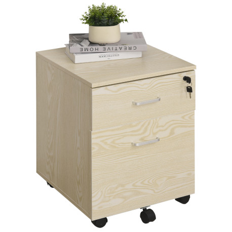 Vinsetto 2-Drawer Locking Office Filing Cabinet w/ 5 Wheels Rolling Storage Hanging Legal Letter Files Cupboard Home Organisatio