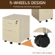 Vinsetto 2-Drawer Locking Office Filing Cabinet w/ 5 Wheels Rolling Storage Hanging Legal Letter Files Cupboard Home Organisatio
