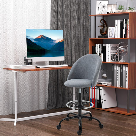 Vinsetto Ergonomic Drafting chair Adjustable Height w/ 5 Wheels Padded Seat Footrest 360° Swivel Freely Comfortable Versatile Us