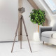 Industrial Tripod Floor Lamp, Nautical Searchlight with Adjustable Height, Wood Legs, E12 Lamp Base for Living Room, Bedroom, Gr