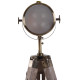 Industrial Tripod Floor Lamp, Nautical Searchlight with Adjustable Height, Wood Legs, E12 Lamp Base for Living Room, Bedroom, Gr