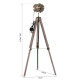 Industrial Tripod Floor Lamp, Nautical Searchlight with Adjustable Height, Wood Legs, E12 Lamp Base for Living Room, Bedroom, Gr