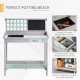 Garden Potting Table with Sink, Blackboard and Drawer, Wooden Planting Work Bench Workstation Outdoor Tool Storage Shelves