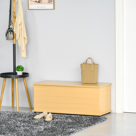 113L Storage Chest, Storage Box with Flip-Top Lid and 2 Safety Hinges, Storage Trunk for Living Room, Entryway, 100 x 40 x 40 cm