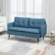 Modern Two Seater Sofa, Button Tufted Loveseat with Cushions and Steel Legs for Living Room, Guest Room, Dark Blue